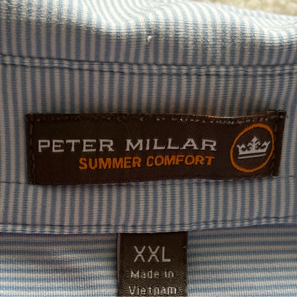 PETER MILLAR SUMMER COMFORT BLUE/WHITE QUARTER ZIP SHORT SLEEVE SHIRT - Picture 3 of 8